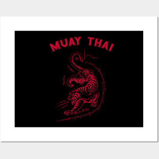 Muay Thai Tiger Sak Yant Tattoo Kickboxing Thailand Posters and Art